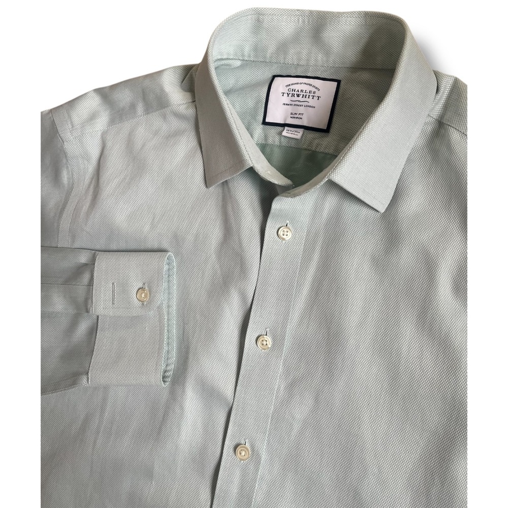 Charles Tyrwhitt Slim Fit Non Iron Light Blue Dress Shirt Mens‎ 16 1/2 Button Up